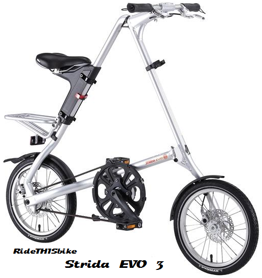 Strida Evo 3 Spd bicycle unfolded